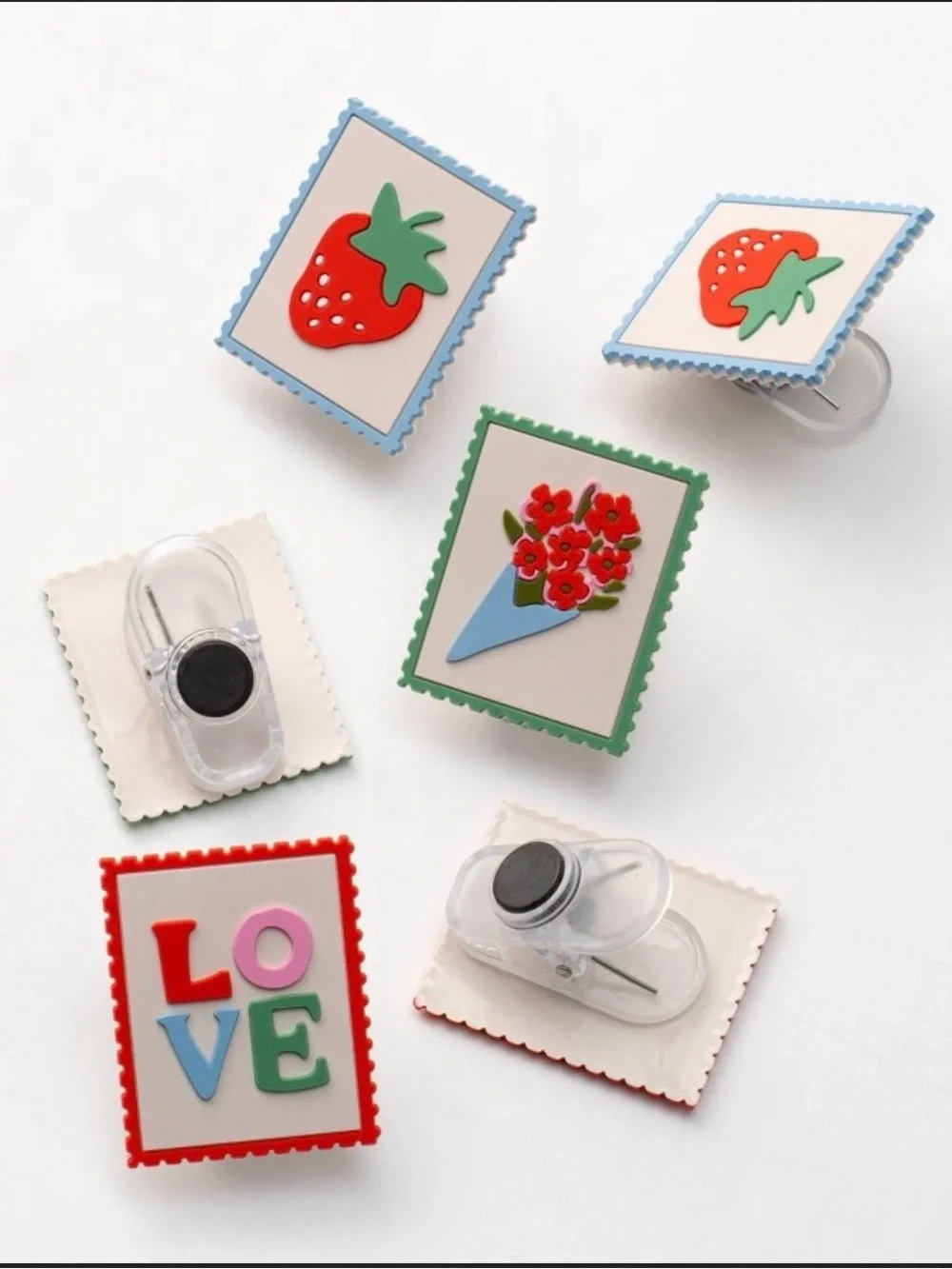 Colorful 'Love' & Strawberry Bag Clips - Multicolor (6-Pack)